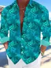 Nueva Camisa Casual de Manga Larga Transfronteriza Europea y Americana 2024 Estampado de Tortuga Manga Larga Hawaiana Explosiones Transfronterizas