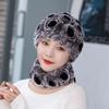 Chapéu feminino outono e inverno quente all-match Rex coelho chapéu de pele de pele de meia-idade e idosa mãe earmuffs cachecol terno