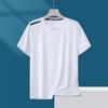 Camiseta de seda de hielo de verano para hombre, cuello redondo, ropa de secado rápido, manga corta, fina, transpirable, manga media, talla grande, deportiva, holgada, de moda.