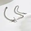 Pulsera Sencilla en Forma de Cruz Hecha de Acero de Titanio con un Diseño Único, Pulsera Versátil para Pareja, Joyería Apilable