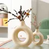 Jarrón de Cerámica con Flores Secas Nórdicas Transfronterizo Adornos Pequeños Sala de Estar Arreglo Floral Escritorio del Hogar Decoración Artística con Transferencia de Agua Creativo