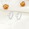 Aretes Colgantes de Plata Esterlina S925 con Diamantes Blancos y Negros, Diseño de Flor Torcida, Joyería Elegante Personalizada, Clip para Hueso de la Oreja, Aretes de Moda para Mujer