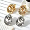 Moda Europea y Americana Uso Diario Versátil Metal Geométrico Forma de Círculo Pendientes para Mujer Venta al por Mayor en Stock