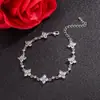 Pulseira Exquisita de Flor de Quatro Folhas em Alta no Tiktok para Mulheres, Design de Nicho, Luxo Leve, Joia Pulseira Estrela Cintilante de Zircônia de Alta Qualidade
