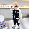Traje de otoño para bebé de hombre 2022, nuevo cárdigan de dibujos animados para niños, dos piezas, ropa deportiva de estilo occidental para niños, ropa de moda para niños