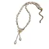 Collar con Colgante de Flor de Perla Dulce Francés Diseño de Nicho Lujo Ligero Moda de Gama Alta Versátil Temperamento Clavícula