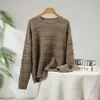 Nuevo Otoño e Invierno 2025 Suéter de Punto 100% Cachemira Cuello Redondo para Mujer Patrón Espiga Hueco Suelto Top de Punto de Cachemira