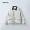 Ropa para Hombre Apo Transfronteriza Chaqueta de Plumón de Pato Blanco para Hombre Invierno Resistente al Frío y Cálida Holgada Empalme Chaqueta con Solapa de PU Chaqueta