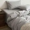 Juego de cuatro piezas de algodón puro lavado vintage 100% algodón sábana bajera funda nórdica sábana encimera juego de ropa de cama de tres piezas para estudiantes 1.8