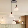 Lámpara Colgante de Restaurante Estilo Vintage Nuevo 2026, Lámpara Colgante de Tres Cabezas Forma de OVNI para Sala de Café, Lámpara de Mesita de Noche para Dormitorio Color Nogal