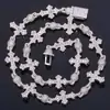 Collar Cruzado Mixto Transfronterizo Europeo y Americano con Circonita Cúbica para Hombre Cadena de Cuentas Completamente Diamantada Hip-Hop Retro Personalización
