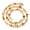 Colar de Joias com Pedras Preciosas Coloridas Hip-Hop Transfronteiriço Europeu e Americano Pulseira Masculina Tendência Personalizada Colar de Zircônia Joias Personalização