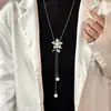 Accesorios de collar colgante para ropa ajustables que no se decoloran para mujer Corea del Sur otoño e invierno cadena clásica para suéter joyería larga de aleación