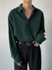 Camisa de Seda de Hielo Holgada al por Mayor de Fábrica para Hombre Manga Larga Holgada Tacto de Alta Gama Estilo Delgado de Otoño Fresco Urbano Casual Camisa de Botón a Presión