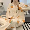 Nova coleção primavera e outono 2027: conjunto de pijama feminino de manga comprida, moderno e estiloso, confortável e de modelagem solta para ficar em casa