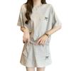 Conjunto Esportivo Casual de Moda Bordado Feminino Verão Novo Solto Manga Curta Camiseta Saia Conjunto de Duas Peças
