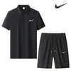 Conjunto de Polo Casual Delgado Transpirable de Verano de Corte Holgado Tallas Grandes para Hombre Conjunto de Dos Piezas de Seda Helada de Secado Rápido para Hombre