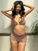 Nuevo bikini sexy de estilo europeo y americano transfronterizo 2026 con estampado de lunares y cuadros, un traje de baño de dos piezas para mujer, perfecto para vacaciones y aguas termales