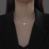 Collar Nalan de plata de ley 925 con diseño geométrico de plata rota, cuadrado, ligero, de lujo, con cadena de clavícula de corte irregular, combinable, D9621