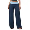 Pantalones deportivos de punto transfronterizos con cintura de color contrastante, casuales y de moda, control de abdomen, cintura alta, realce de glúteos, ligeramente acampanados, pantalones de yoga 9639