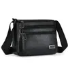 Bolso de Hombro Cruzado de Cuero para Hombre para Viajes de Negocios Casual Versátil Trabajo Bolso de Negocios para Hombres Bolso con Cremallera Multicapa Bolso de Celebridad de Internet Hombres