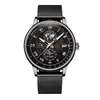 Reloj de Hombre de Moda con Tres Ojos de Luna de Venta Caliente Reloj de Hombre Correa de Malla de Acero Inoxidable Reloj de Pulsera para Hombre Reloj de Cuarzo