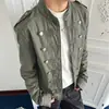 Jaqueta Jeans Curta Retrô Americana 2026 com Gola Alta Desgastada para Homens e Mulheres Outono Nova Chegada Jaqueta Regular de Ombro Emagrecimento Top
