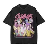 Camiseta Gráfica Saja Boy Kpop Caçador de Demônios Estampa Harajuku Camiseta Lavada Vintage Unissex Oversized Verão Manga Curta