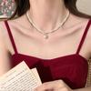 Colar Doce de Pérola Artificial de Camada Dupla para Mulheres, Elegante, Luxo Acessível, Corrente de Clavícula de Moda Exquisita, Colar de Design de Nicho Estilo Ins