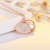 Outono e Inverno Novo Estilo Coreano Colar de Concha Feminino Corrente de Clavícula Prata Pingente Elegante de Pérola com Suporte Vazio Fábrica Mesmo Estilo Xiaohongshu