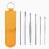Colher portátil para escavação de orelhas em aço inoxidável Conjunto de ferramentas para limpeza de orelhas Colher para escavação de orelhas