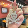 Chaveiro Criativo Feito à Mão DIY Corrente de Pérolas Argila de Polímero Caveira com Strass Novo Modelo Ornamento Pendente Requintado de Halloween