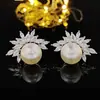 Brincos de pérola pequenos requintados direto da fábrica brincos de zircônia olho de cavalo microincrustados de luxo japoneses e coreanos e6068