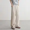 Pantalones Casuales Anchos para Hombre de Corte Relajado, Nuevo Estilo de Verano, Estilo Old Money, Mezcla de Algodón y Lino, Cintura Elástica, Pantalones Versátiles para el Trabajo