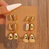 6 Pares Europeus e Americanos Transfronteiriços Nova Moda Simples Criativa Personalidade Formato C Gota d'Água Formato C Grão Brincos