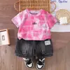 Conjunto de Verano para Niños 2026 Estilo Nuevo Conjunto de Dos Piezas Tie-Dye de Manga Corta para Niños Ropa Casual para Bebés Ropa Infantil de Moda