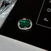 Luxo Leve Sentido de Alto Padrão Esmeralda Quadrado Vidro Diamante Salto Alto Sapato Fivela Destacável Temperamento Versátil Flor de Sapato Acessórios