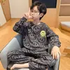 Pijama Infantil de Manga Longa Fino Roupa de Casa de Bebê Roupa de Outono para Menino Crianças Médias e Grandes Desenho Animado Adolescentes Roupa para Ar Condicionado conjunto