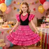 Fábrica de Origem Vestido de Dança com Bolinhas Brancas Roupa de Performance Vestido de Festa Festival Primavera e Verão Roupa de Performance para Meninas