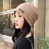 Touca Slouchy Estilo Novo 2025 para Mulheres, Chapéu Pós-Parto para Primavera e Outono, Turbante de Lã Tricotado Versátil para Afinar o Rosto, Chapéu para Frio