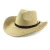 Chapéu de Palha Unisex de Dois Tons Misturados com Aba Larga, Chapéu de Cowboy Ocidental, Chapéu de Viagem, Chapéu para Montaria, Venda Quente Transfronteiriça de Verão