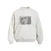 Moletom com Capuz Redondo Estampado de Figura Abstrata Americana Borrada Pulôver Casual Tendência Masculino Primavera e Outono