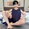 Pijamas de Verano para Hombre Chaleco sin Mangas Shorts Algodón Adolescentes Talla Grande Ropa para el Hogar Verano Traje para Exterior Lote