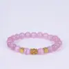 Boting Piedra Ojo de Gato Rosa Natural Pulsera de Perlas Redondas de Cristal Cristal Rosa de Madagascar Pulsera para Mujer Venta al por Mayor