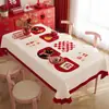 Mantel de comedor de ambiente rojo, sensación de lujo ligero y alta gama, mantel de Año Nuevo para el Año del Caballo 2026, lavable, impermeable y a prueba de aceite