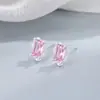 Brincos Irregulares de Zircônia Rosa de Novo Estilo para Mulheres, Brincos Quadrados de Diamante de Formato Especial, Brincos de Alta Qualidade, Únicos, Doces e Descolados