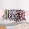 Ligas para el Cabello Trenzadas en Bloques de Color, Bandas Elásticas de Alta Elasticidad, Cuerdas Trenzadas Hechas a Mano Engrosadas, Cuerdas para el Cabello Anudadas al por Mayor