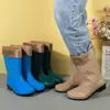 Botas de lluvia de algodón hasta la pantorrilla, antideslizantes, forradas de polar, cubrezapatos impermeables, cubrezapatos de goma, botas de agua para mujer, adultos, uso en cocina, cálidas, invierno