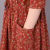 Vestido Largo Casual con Cinturón de Lazo Estampado Floral Artístico Retro Nuevo Otoño 2026