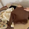 Camiseta Básica Estilo Coreano para Niños 2025 Otoño e Invierno Suave y Sedosa Color Sólido Bebé Ajustado Elástico Suéter de Cuello Alto Medio para Niños y Niñas